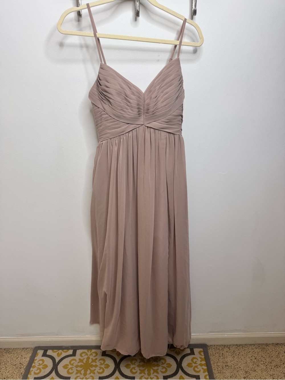 Azazie Alia Taupe A-Line Pleated Chiffon Dress - Picture 4 of 9